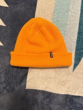 Orange Rib Knit Beanie Hat